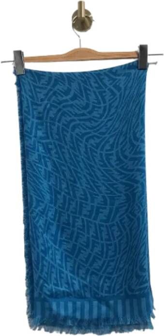 Fendi Vintage Pre-owned Wool scarves Blauw Dames