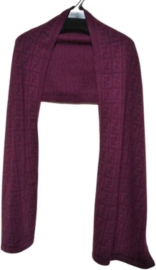 Fendi Vintage Pre-owned Wool scarves Paars Dames