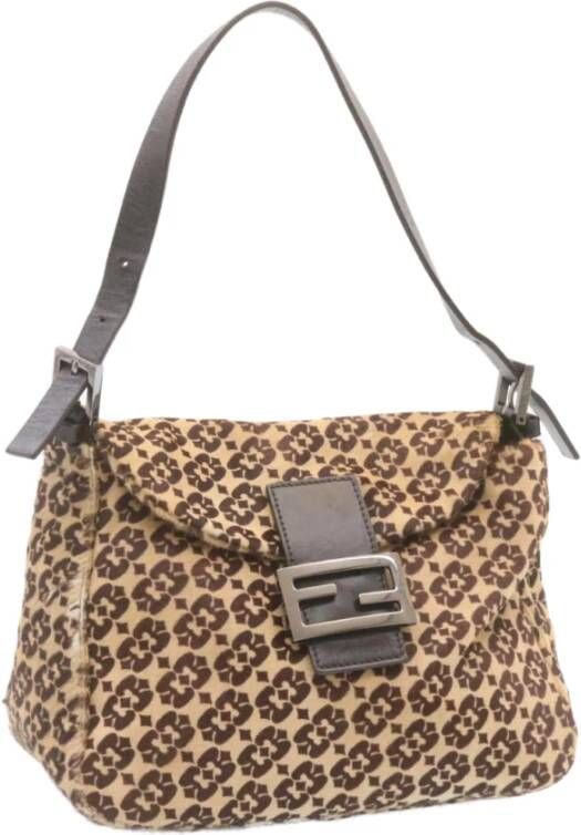Fendi Vintage Preated Mamma Baguette Bruin Dames