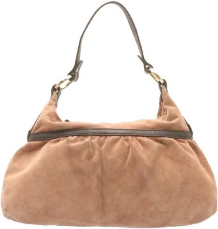 Fendi Vintage Preated Suede Fendi-Bags Beige Dames