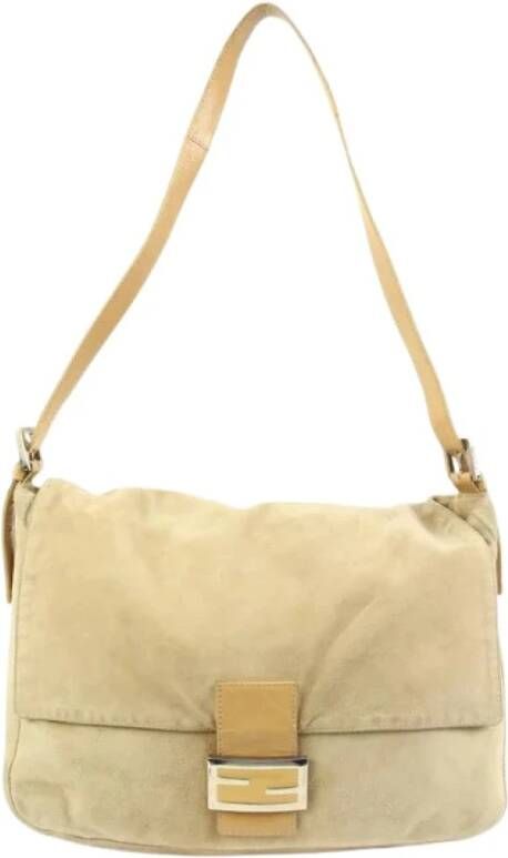 Fendi Vintage Preated Suede Fendi-Bags Beige Dames