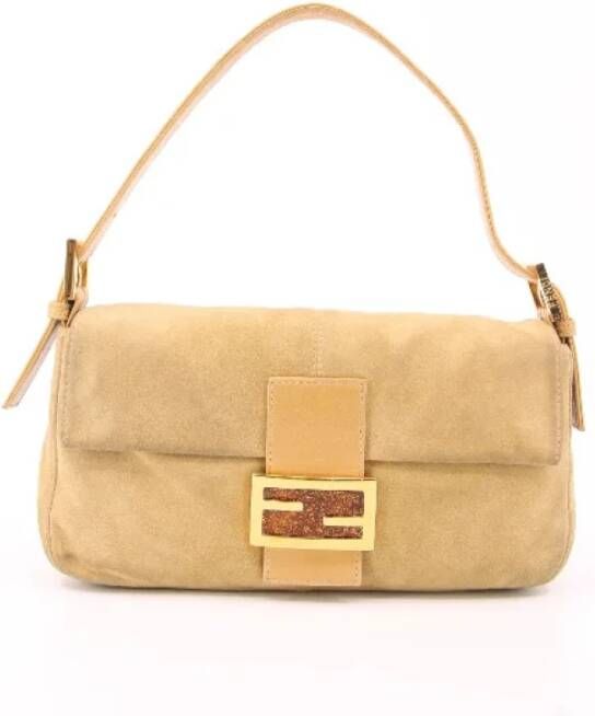Fendi Vintage Preated Suede Fendi-Bags Beige Dames