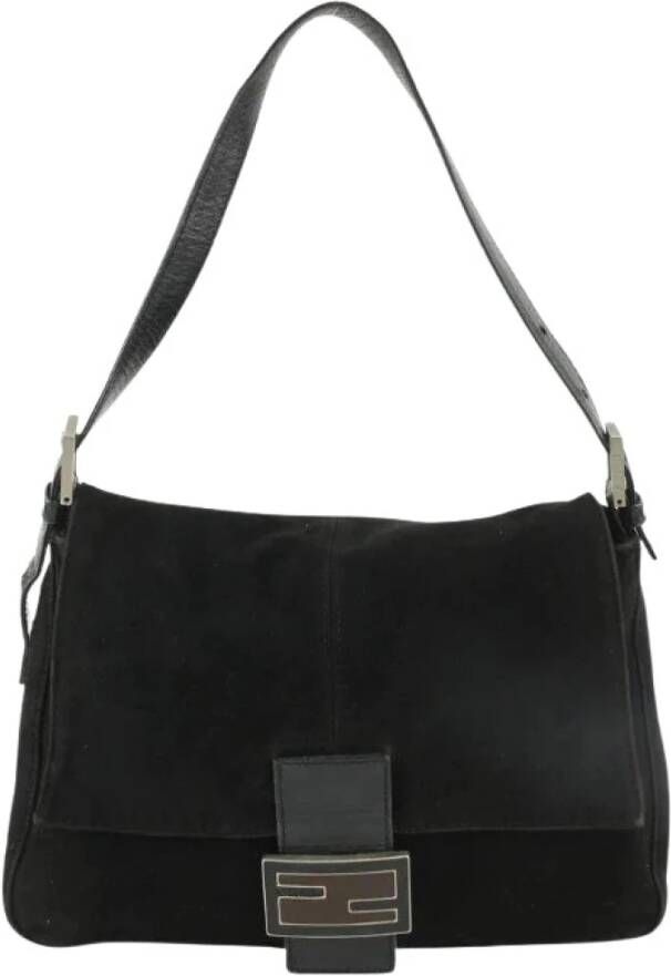 Fendi Vintage Preated Suede Fendi-Bags Zwart Dames