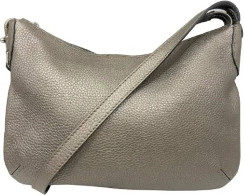 Fendi Vintage Tweedehands metallic leren schoudertas Gray Dames