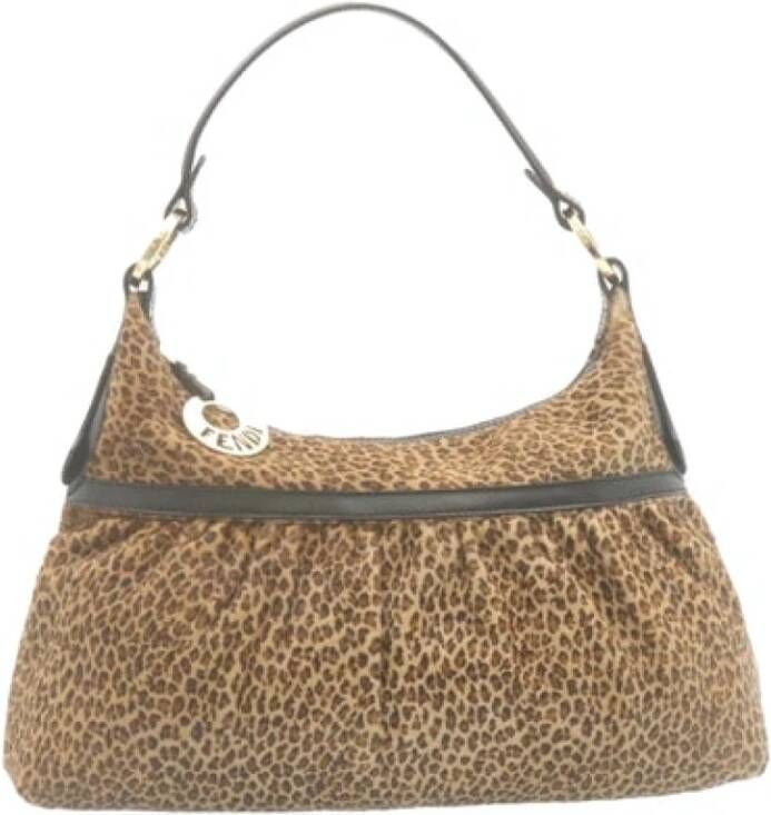 Fendi Vintage Voldoende lederen schoudertas Bruin Dames
