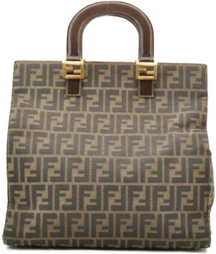 Fendi Vintage Voldoende nylon handtassen Bruin Dames