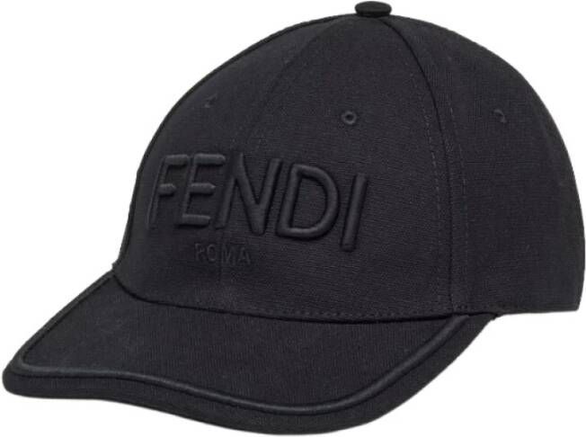 Fendi Zwarte canvas baseballpet Zwart Heren
