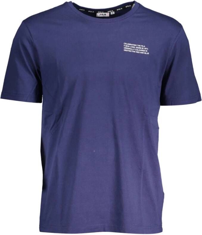Fila Klassiek Logo Print Katoenen T-shirt Blue Heren