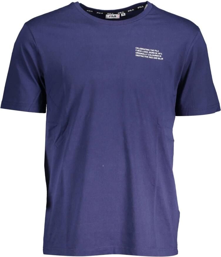 Fila Klassiek Logo Print Katoenen T-shirt Blue Heren