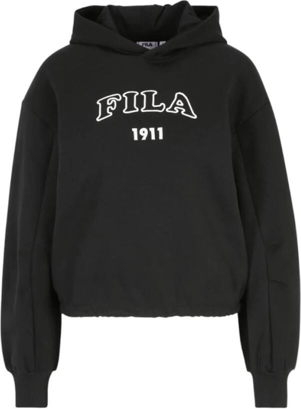 Fila Geborduurde katoenen hoodie voor vrouwen Black Dames