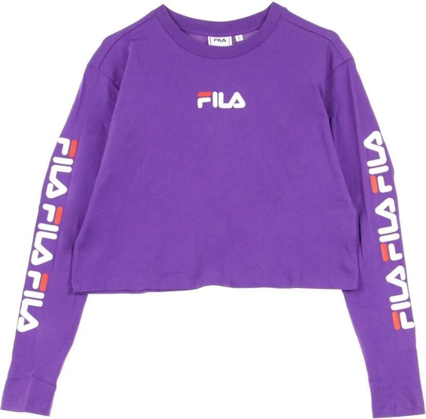 Fila Paarse Cropped T-shirt voor vrouwen Purple Dames - Foto 3
