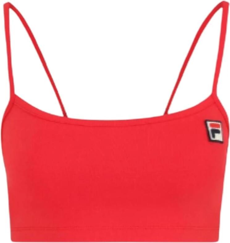 Fila Strakke Crop Top met Geborduurd Embleem Red Dames - Foto 3