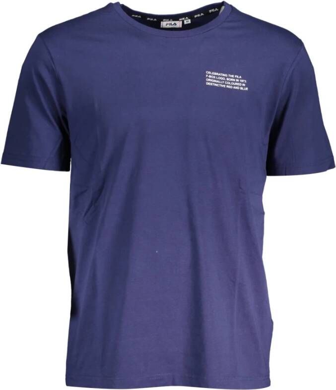 Fila Klassiek Logo Print Katoenen T-shirt Blue Heren