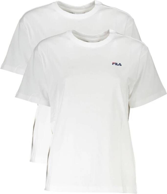 Fila Iconisch Logo T-Shirt Twee Pack Wit White Dames