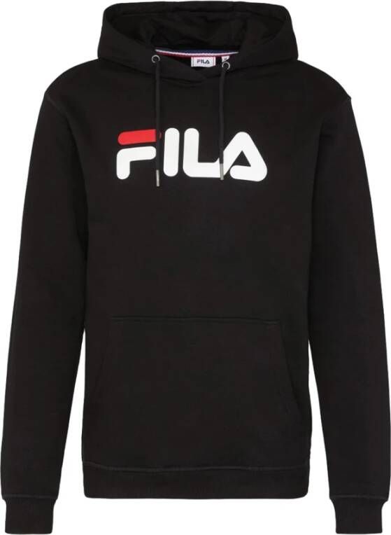 Fila Zwarte hoodie met verstelbare capuchon en logo print Zwart