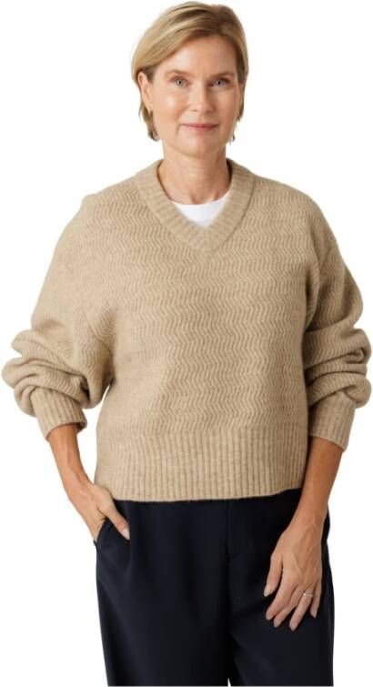 Filippa K Oversized V-Hals Yak Sweater Beige Dames