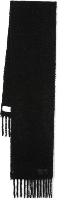 Filippa K Zwart Alpaca Wol Gebreide Sjaal met Logo Patch Zwart Dames