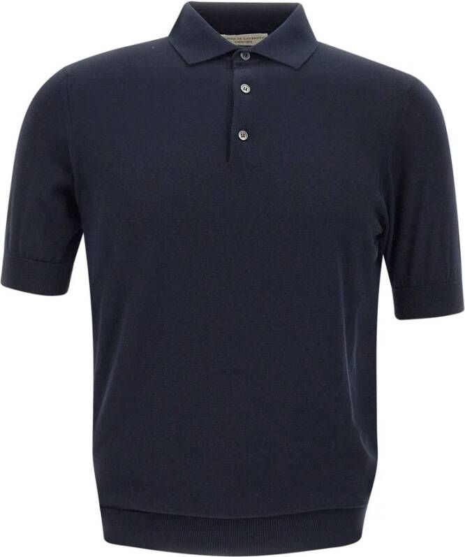 Filippo De Laurentiis Heren Katoenen Crêpe Polo Shirt Blue Heren