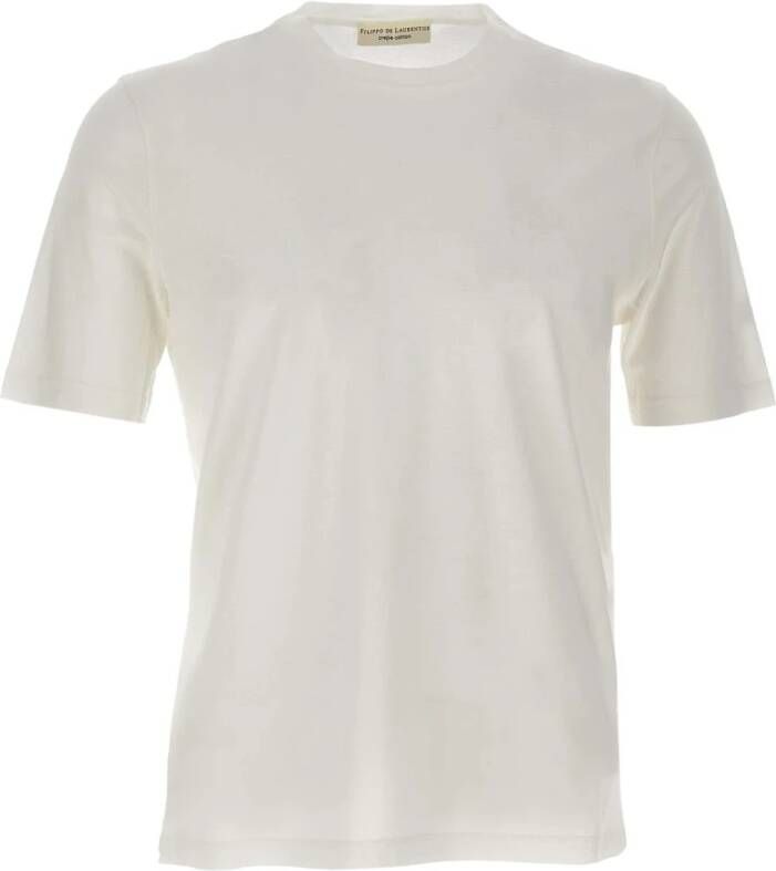 Filippo De Laurentiis Heren Crêpe Katoenen T-shirt Optisch Wit White Heren