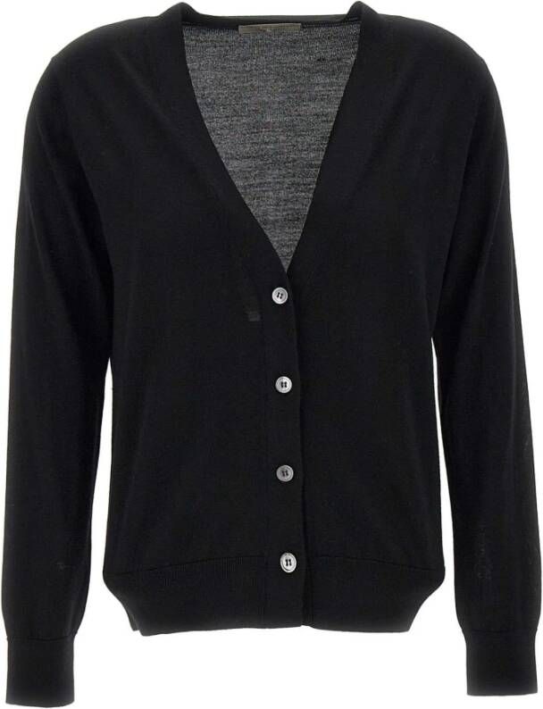 Filippo De Laurentiis Zwarte Merino Wol Cardigan met V-Hals Zwart Heren