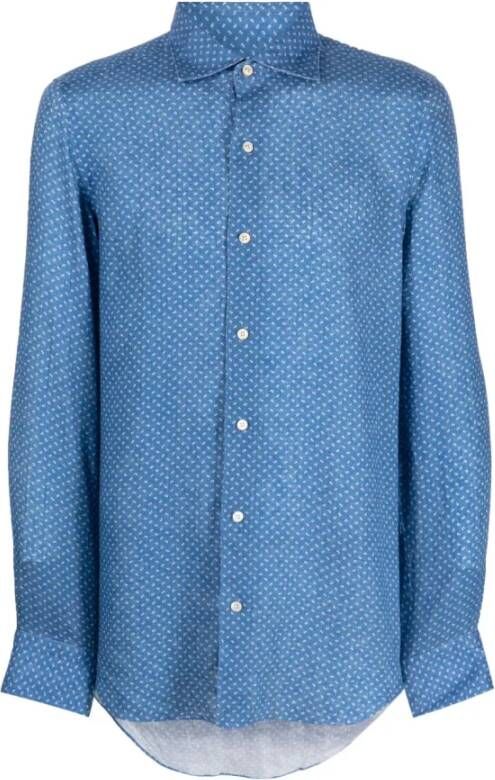 Finamore Casual overhemd Blauw Heren