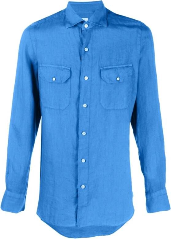 Finamore Casual Shirts Blauw Heren