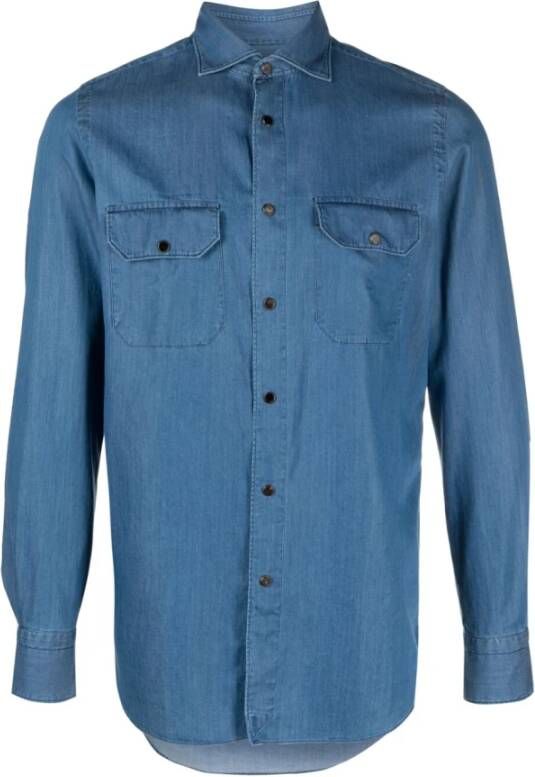 Finamore Denim Shirts Blauw Heren