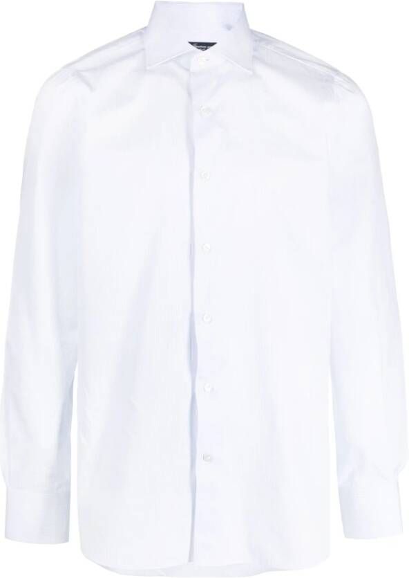 Finamore Gestreept Katoenen Shirt uit Italië White Heren