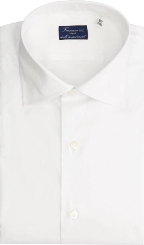 Finamore Overhemd met twee keer gedraaid stretch White Heren