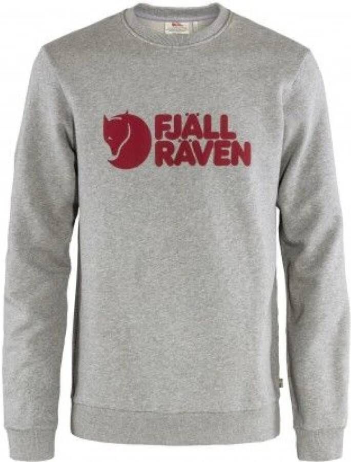 Fjällräven Grijze Melange Logo Crewneck Sweatshirt Gray Heren