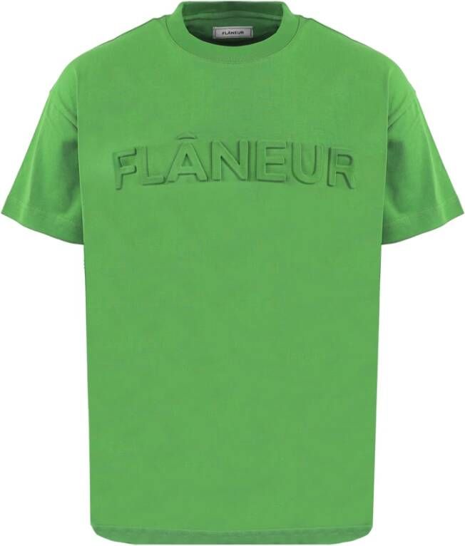 Flaneur Homme Geëmbosseerd T-shirt Stijlvol en Trendy Groen Heren