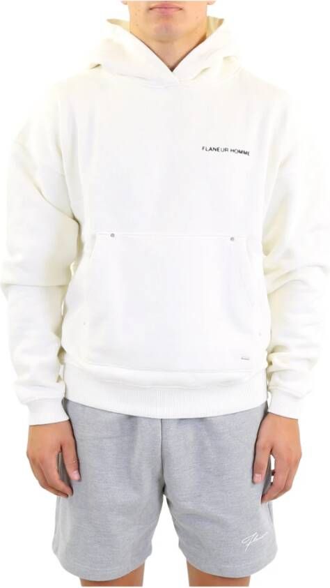 Flaneur Homme Gestippeld logo Rivettes hoodie White Heren