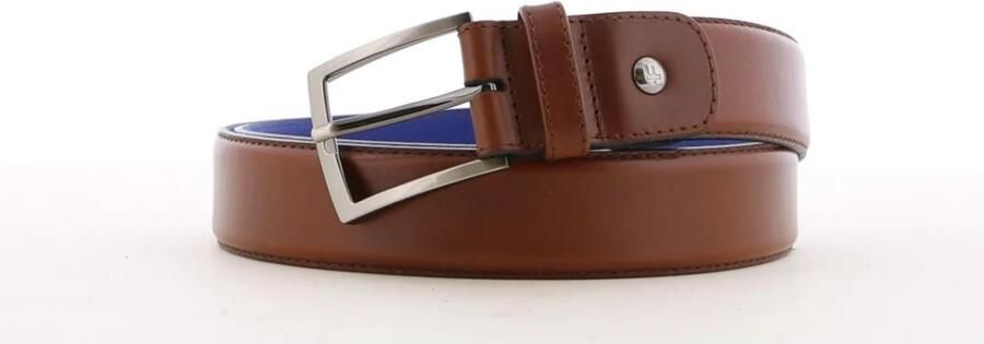 Van Bommel Stijlvolle leren riem met zilveren gesp Brown Heren