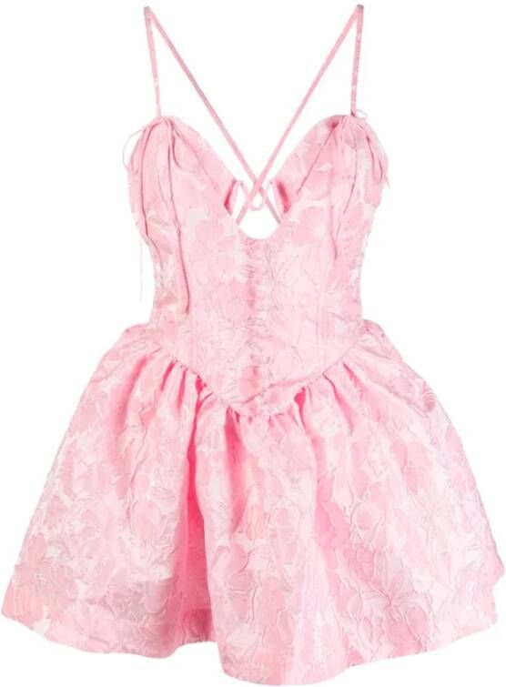 For Love & Lemons Schattige Katoenmix Korte Jurk Pink Dames