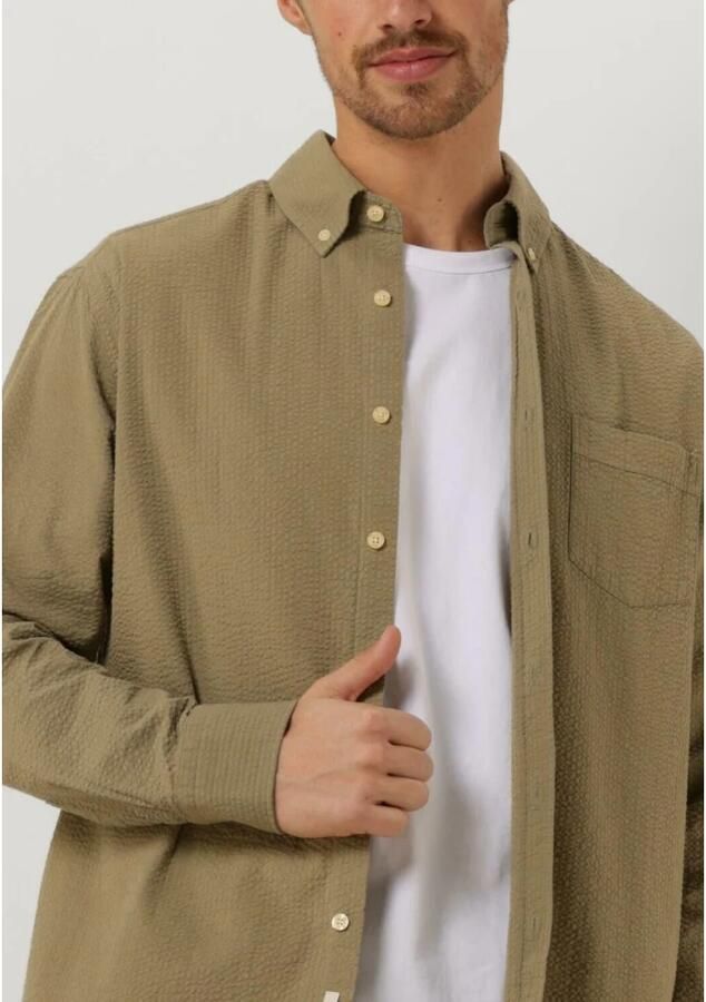 FORÉT Forét Heren Overshirts Bush Seersucker Shirt Olijf