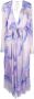 Forte Paarse Zijden Maxi Jurk Droomprint Purple Dames - Thumbnail 2