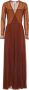 Forte Lange geplooide jurk met gekruiste bovenkant en uitlopende rok Oranje Dames - Thumbnail 1