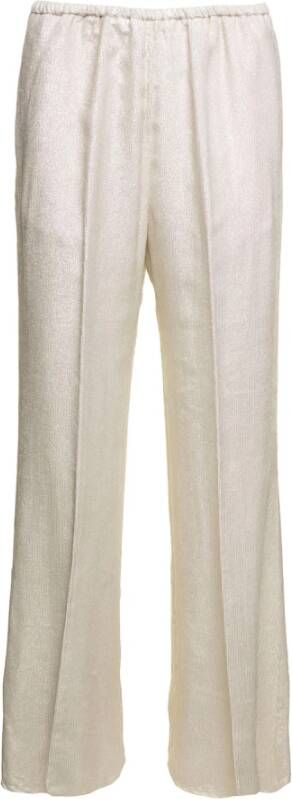 Forte Flared broek van micro velluto laminaat met elastische taille Gray Dames