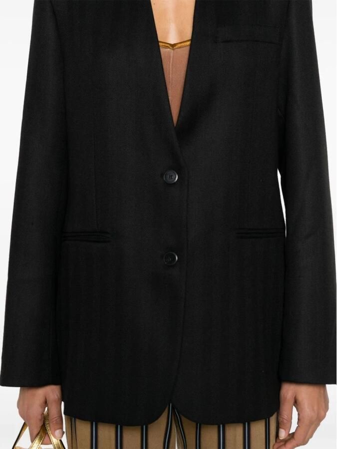 Forte Zwart Herringbone Jas met Schoudervullingen Black Dames - Foto 2