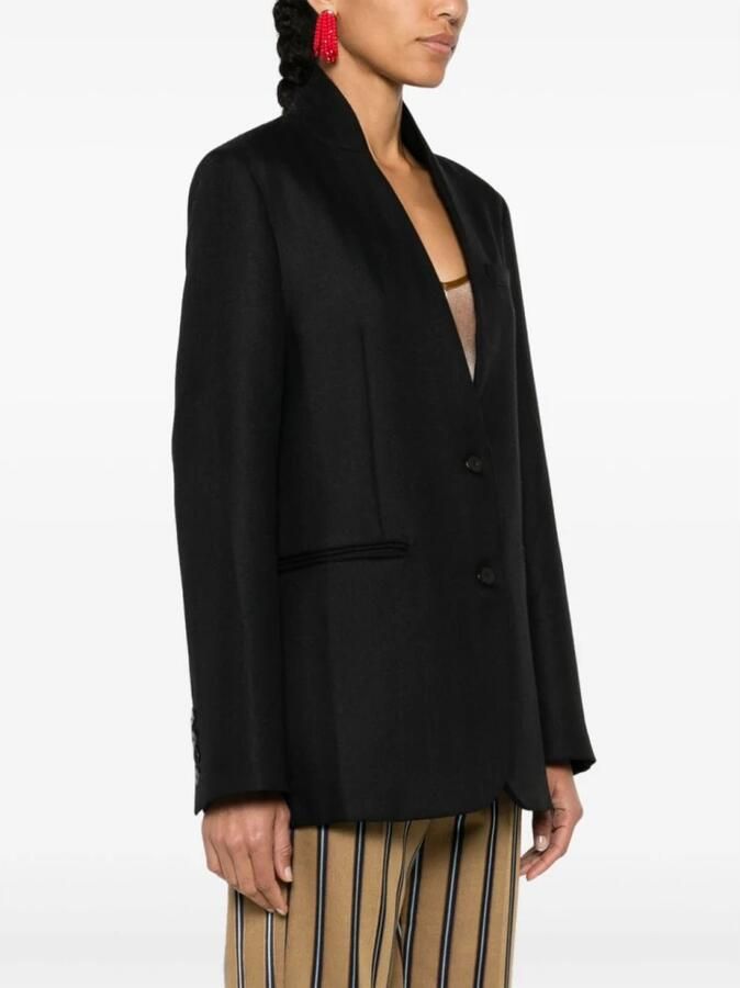 Forte Zwart Herringbone Jas met Schoudervullingen Black Dames - Foto 3