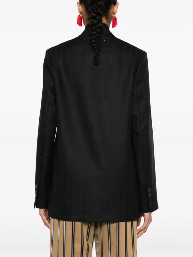 Forte Zwart Herringbone Jas met Schoudervullingen Black Dames - Foto 4
