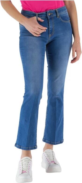 Fracomina Flared Hem Cropped Jeans Blue Dames