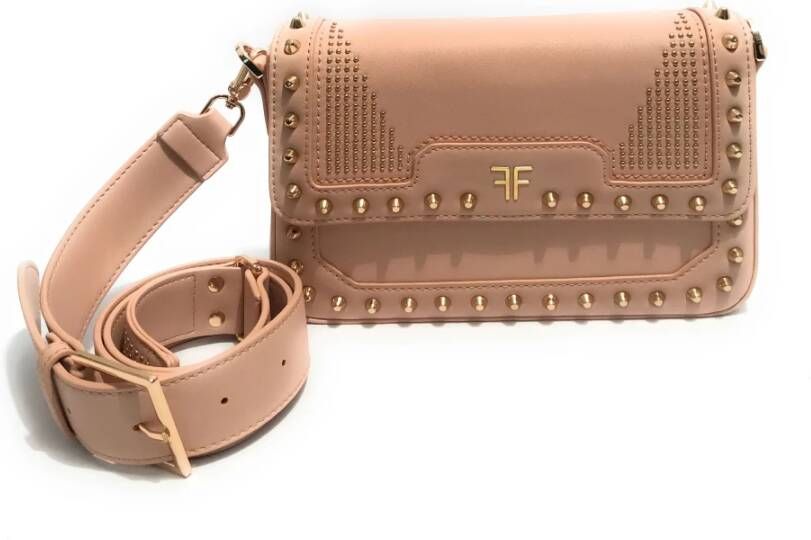 Fracomina Dames Schoudertas in Roze Eco-Leer met Studs Roze Dames