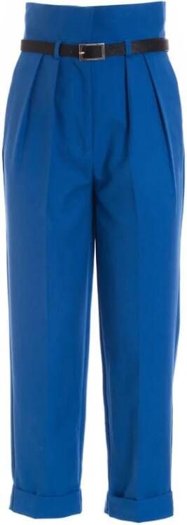 Fracomina Regelmatige broek met hoge taille in technische stof Fr22Wv4008W56101 Blauw Dames