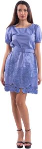 Fracomina Regular mini cotton dress with embroidery F322Sd1026W400E5 Blauw Dames