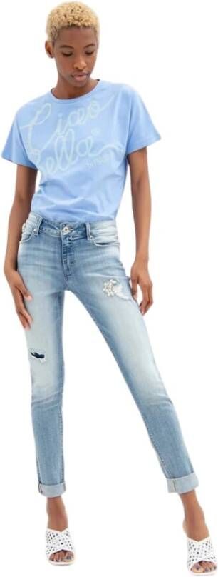 Fracomina Slanke fit gebleekte jeans Blauw Dames