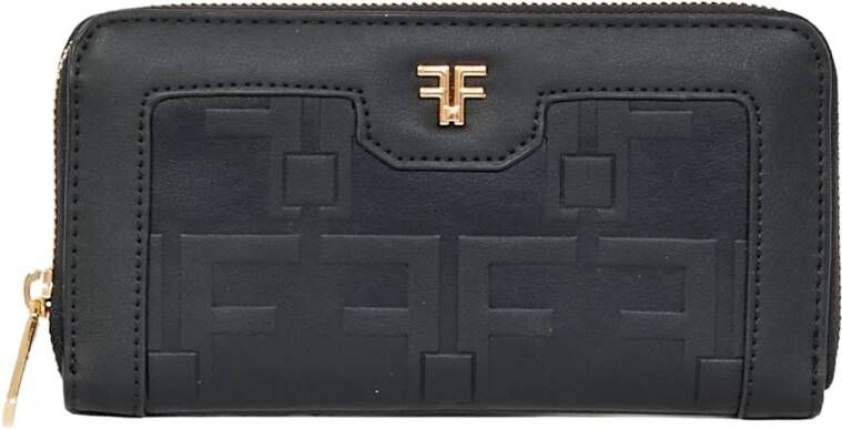 Fracomina Zwarte portemonnee met rits en metalen details Zwart Dames