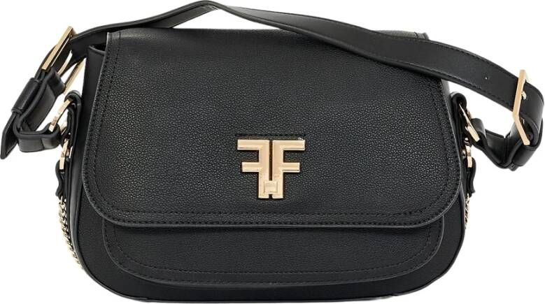 Fracomina Zwarte schoudertas van eco-leer met metalen logodetails Zwart Dames