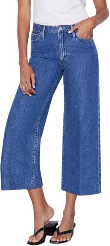 Frame Jeans High Rise Wide Crop Blauw Dames