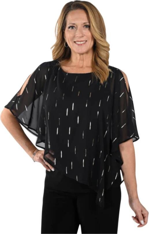 Frank Lyman Elegante chiffon top met gouden details Zwart Dames